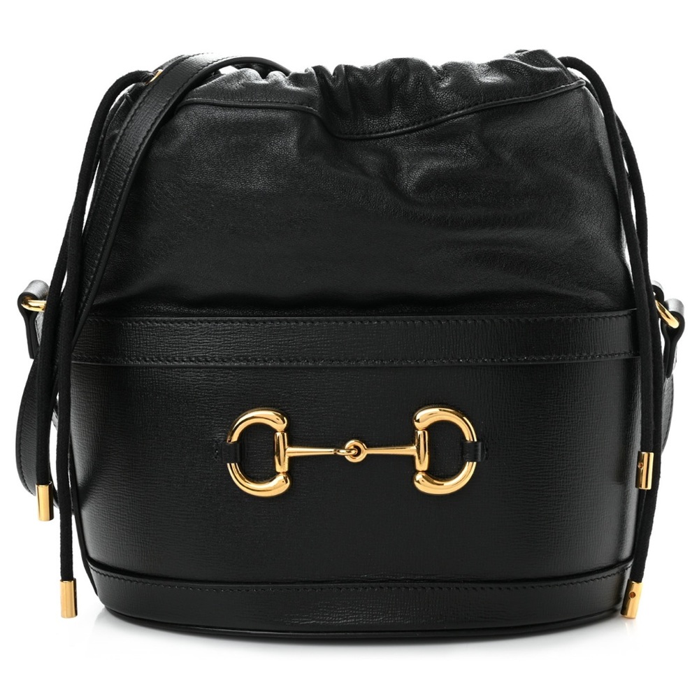 **Authentic** Gucci Azalea Sakai Calfskin Horsebit 1955 Drawstring Bucket Bag